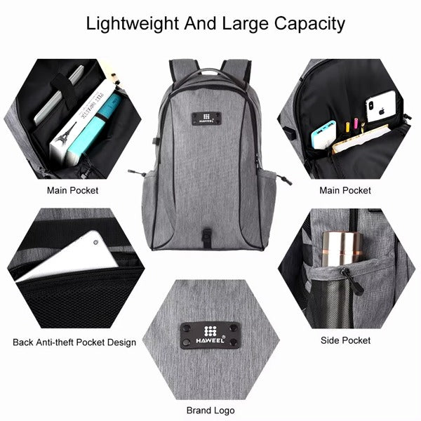 HAWEEL 14W Foldable Removable Solar Power Outdoor Portable Canvas Dual Shoulders Laptop Backpack, USB Output: 5V 2.1A Max