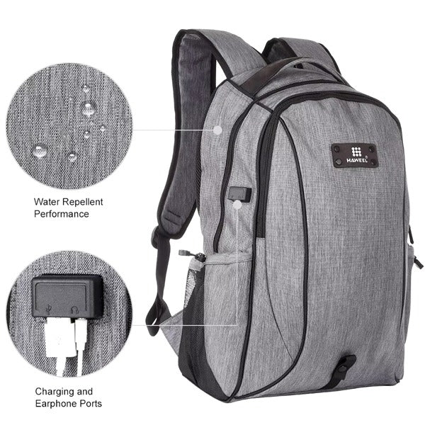 HAWEEL 14W Foldable Removable Solar Power Outdoor Portable Canvas Dual Shoulders Laptop Backpack, USB Output: 5V 2.1A Max