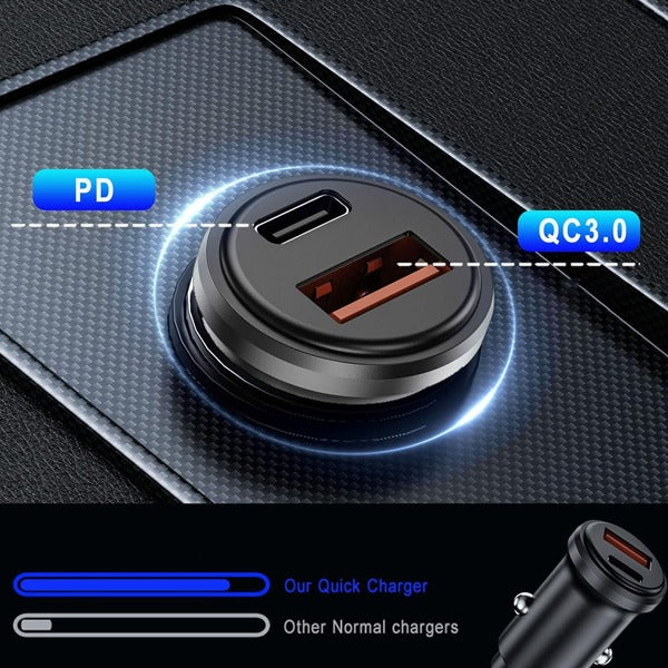 Asli Global 20W PD Metal Car Charger + QC3 | Gray