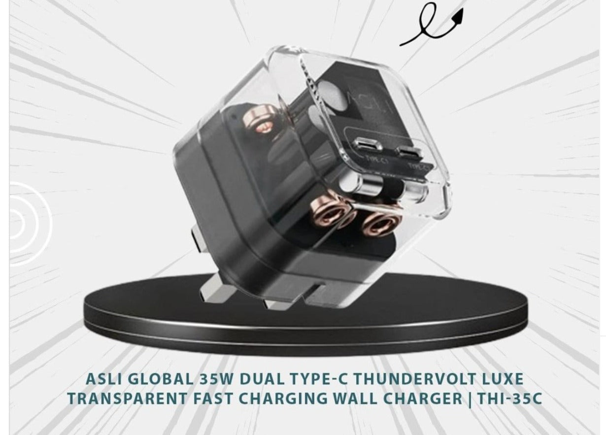 Asli Global Wall Charger 35W Dual Type-C ThunderVolt | Transparent