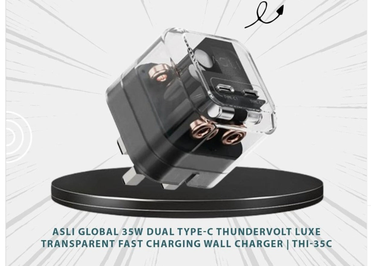 Asli Global Wall Charger 35W Dual Type-C ThunderVolt | Transparent