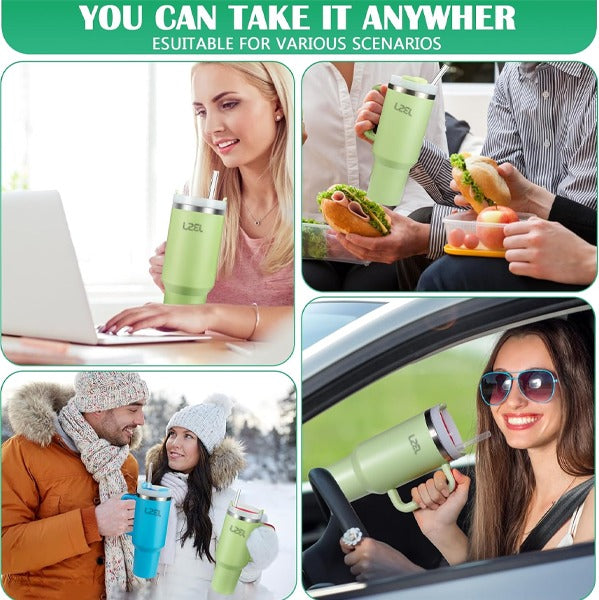 LZEL Tumbler With Handle 1100ML Aqua Pure Vacuum Insulated |Light Green