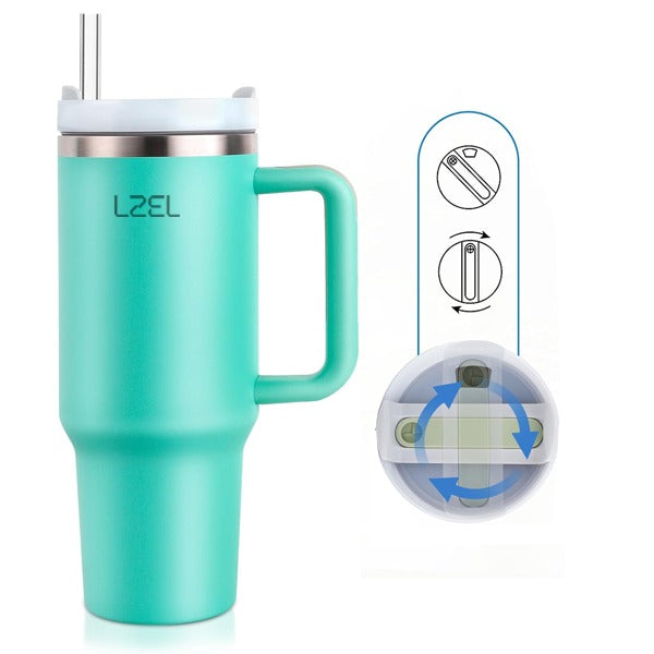 LZEL Tumbler With Handle 800ML Aqua Pure Vacuum Insulated Eucalyptus