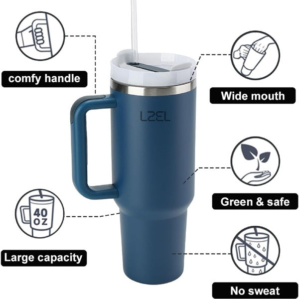 LZEL Tumbler With Handle 800ML Aqua Pure Vacuum Insulated Strom Sea