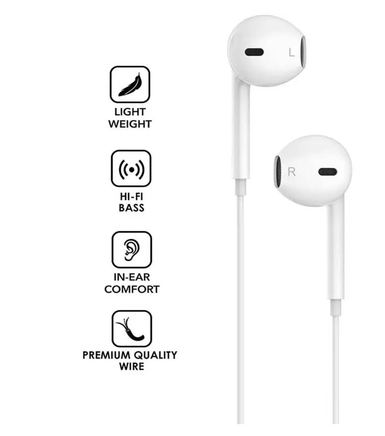 Asli Global USB-C 1.2M SoundPods Earphones with Noise Isolation Technology |White