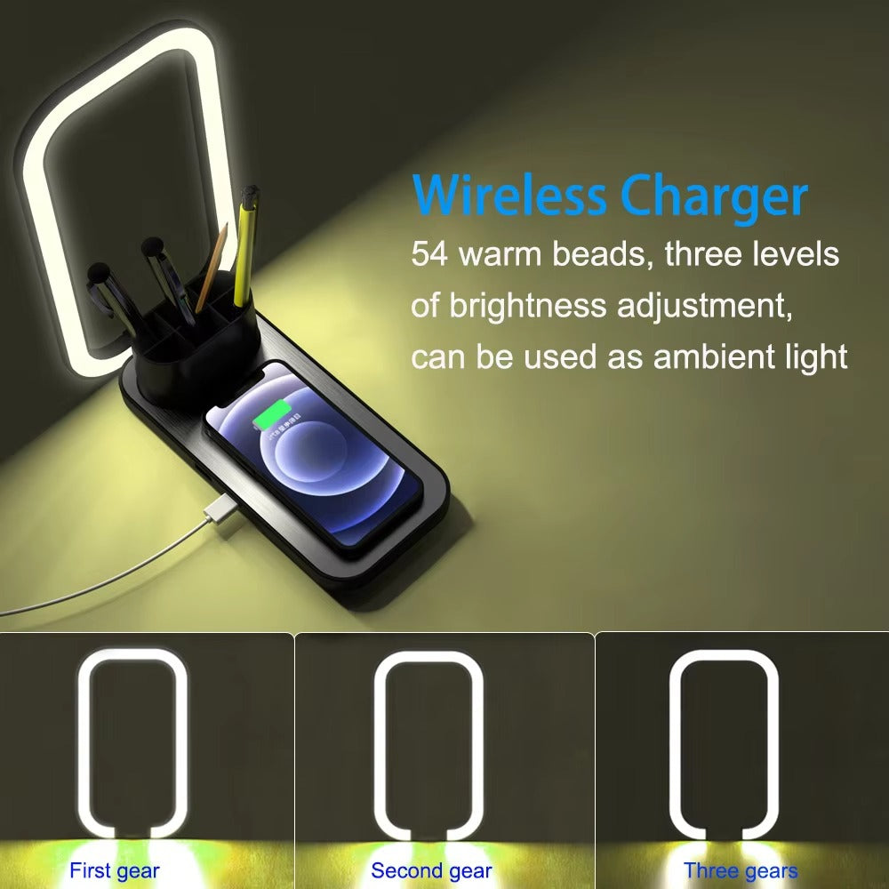 MultiFunction Desk Lamp with Wireless Charger | Black