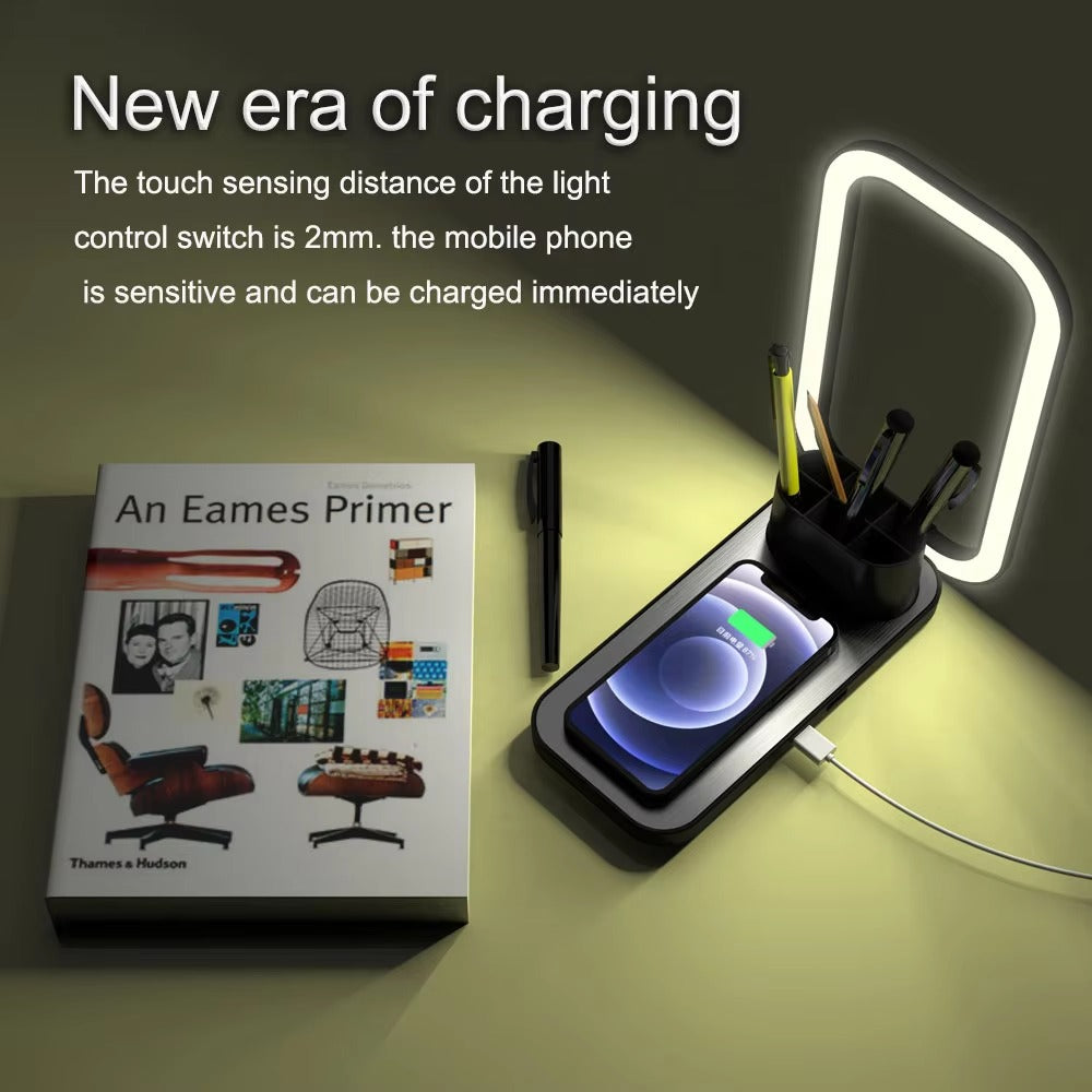 MultiFunction Desk Lamp with Wireless Charger | Black
