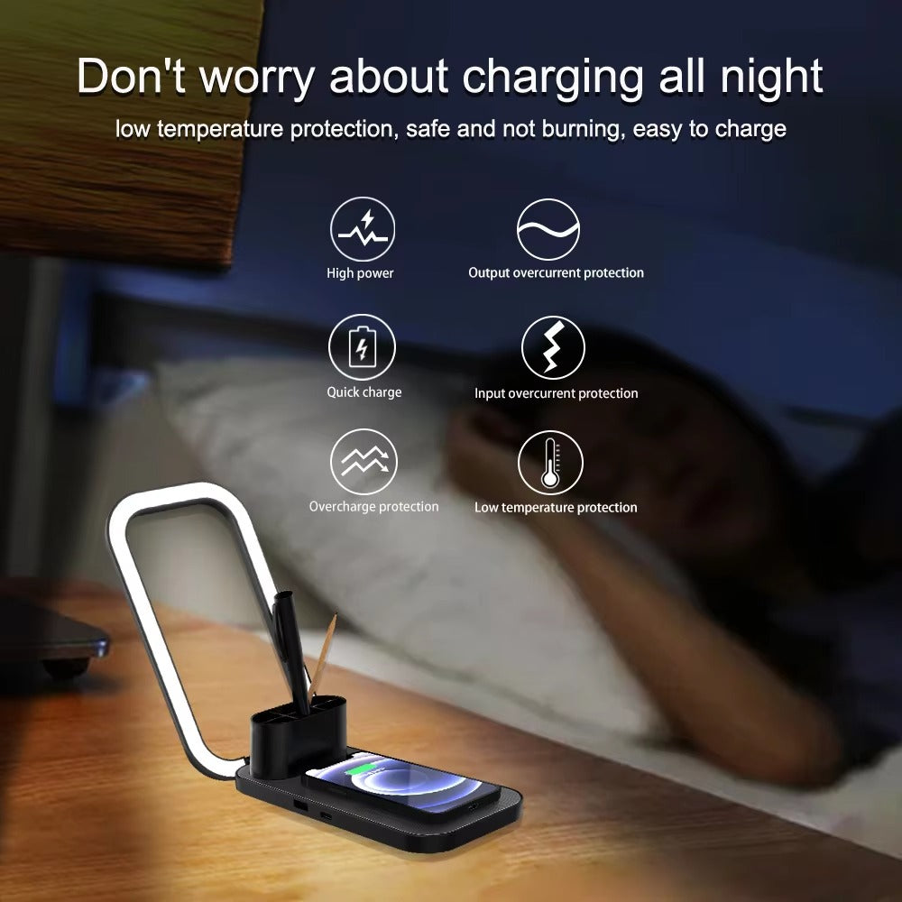 MultiFunction Desk Lamp with Wireless Charger | Black