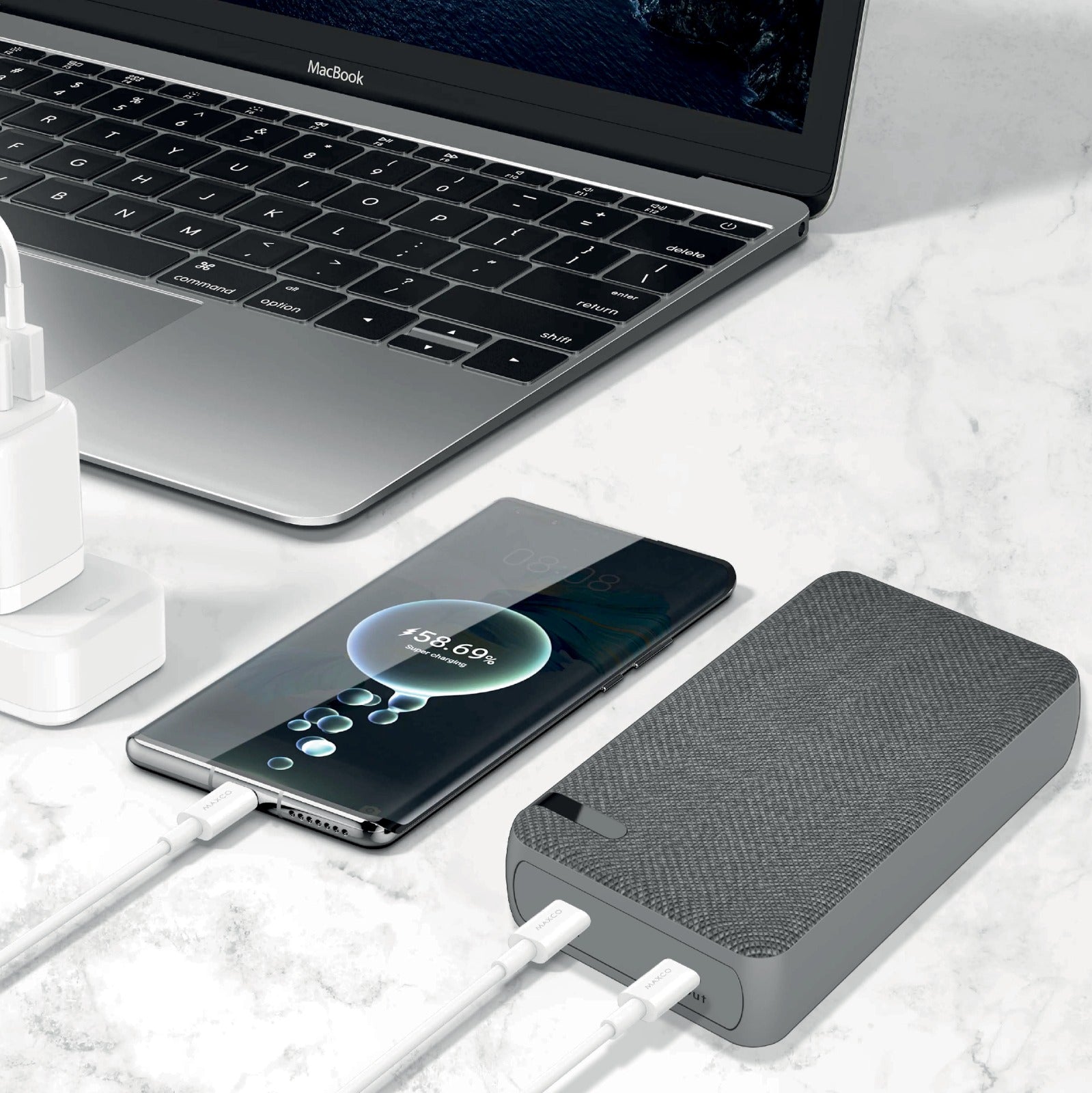 Asli Charge Prime Luxe 20000mAh PD Type-C Mini Power Bank | Gray