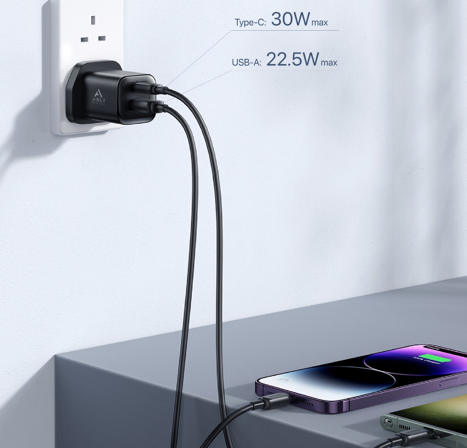 Asli Global 30W Fast Home Charger with PD & QC3.0 Ports