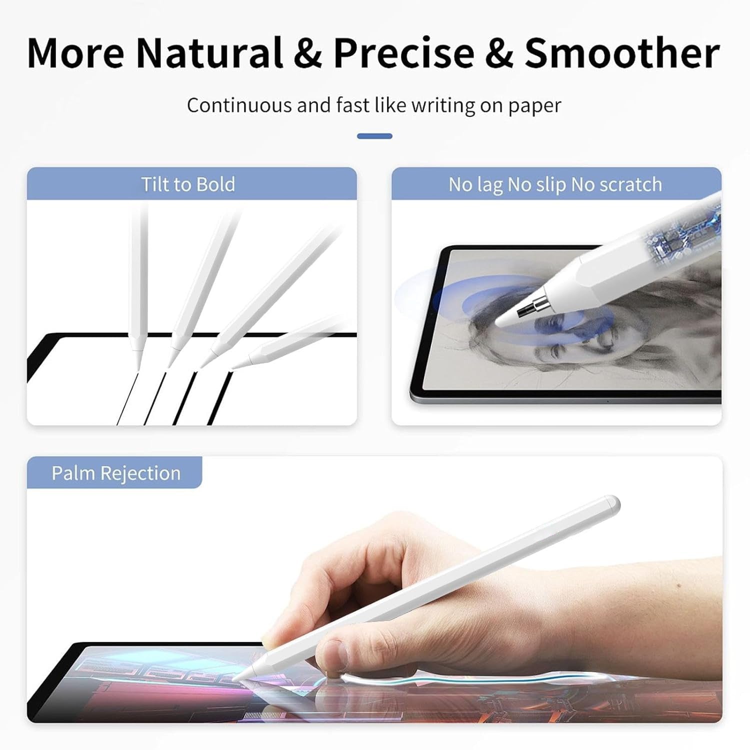 قلم WiWU Smooth Stylus الذكي للكتابة والرسم | أبيض