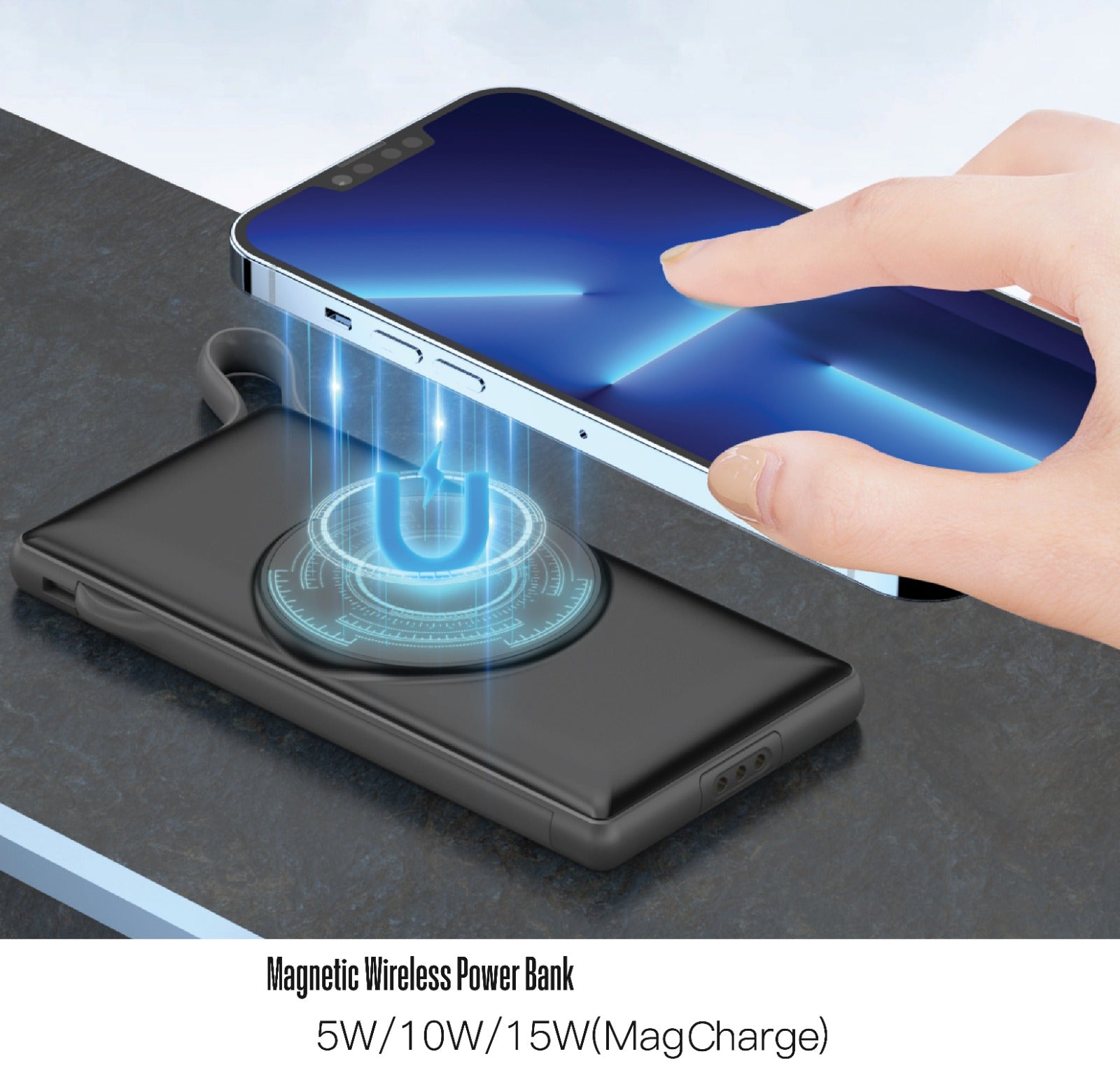 محطة الطاقة المحمولة من أسلي جلوبال 10000 مللي أمبير  × 8 تدعم الشحن اللاسلكي|أسود