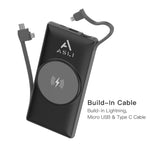 محطة الطاقة المحمولة من أسلي جلوبال 10000 مللي أمبير  × 8 تدعم الشحن اللاسلكي|أسود