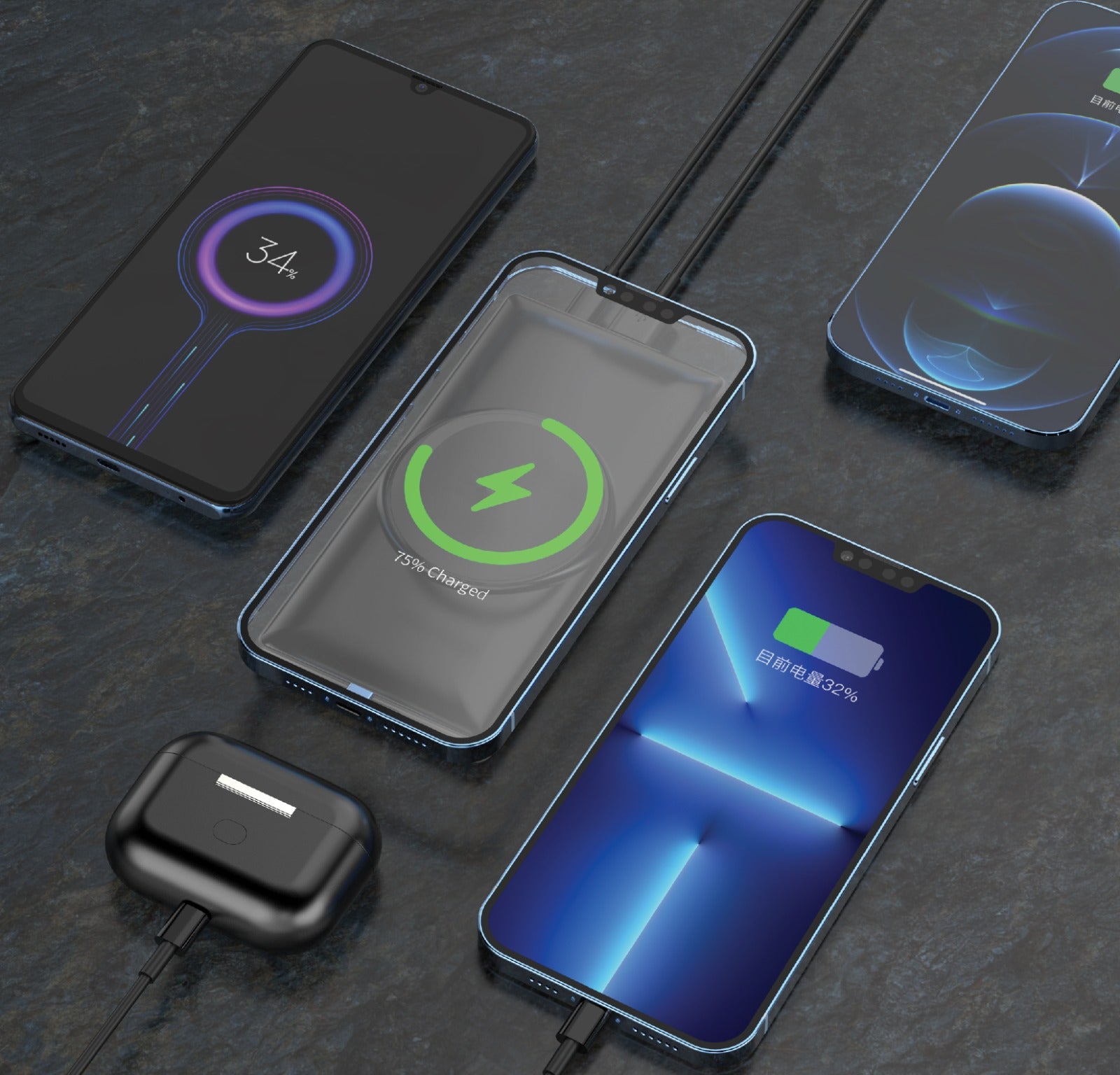 محطة الطاقة المحمولة من أسلي جلوبال 10000 مللي أمبير  × 8 تدعم الشحن اللاسلكي|أسود