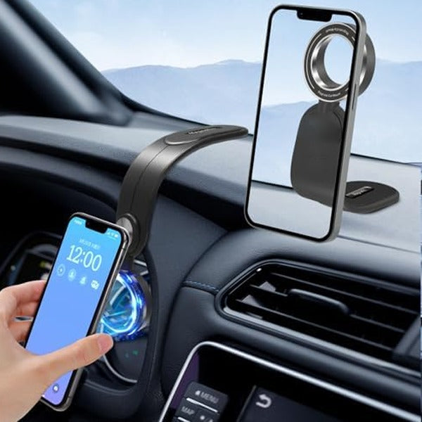 حامل سيارة للهاتف من أسلي جلوبال بحلقة مغناطيسية مع قاعدة دائرية دوارة وقوة مغناطيسية قوية