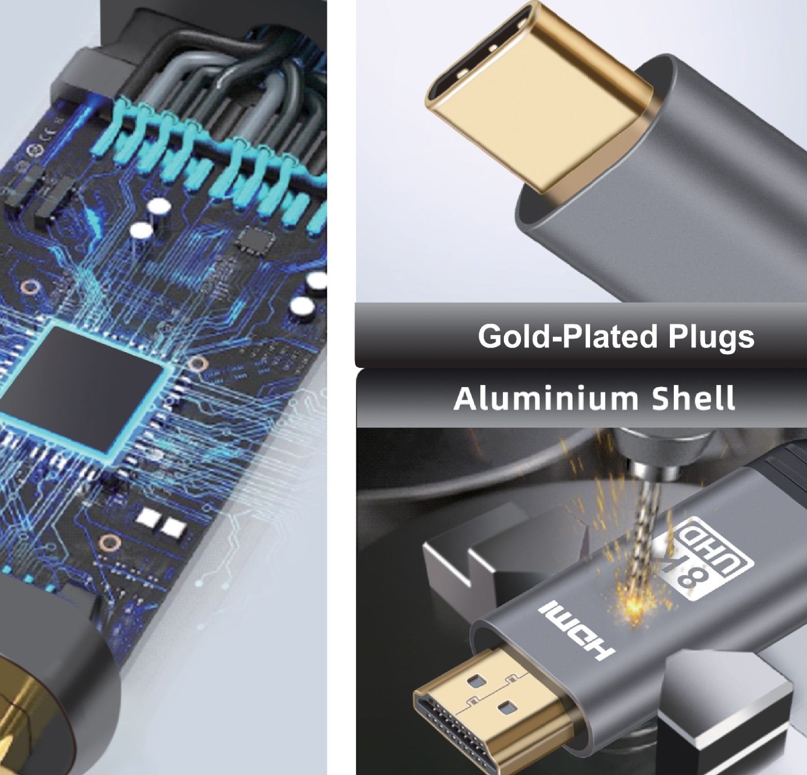 Asli Global Power Link Type-C to HDTV Cable 8K UHD 1m|Black