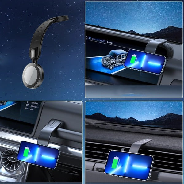 Asli Global 15W MagSafe Car Holder with Wireless Charging with Fast Charging & Rotation Suction Cup