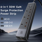 Asli Global 30W GaN 3 Outlet - 1 USB - 2 Type-C Surge Protection Power Strip