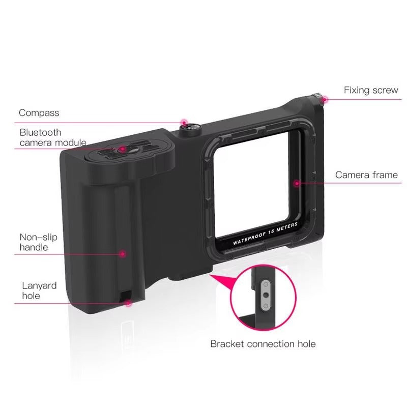 ShellBox Professional Diving WaterProof Case For iPhone 14 Pro & 15 Pro Black