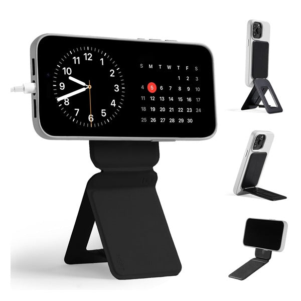 LZEL MagSafe PU Leather Card Holder And Tripod Stand Aegis Clio |Black