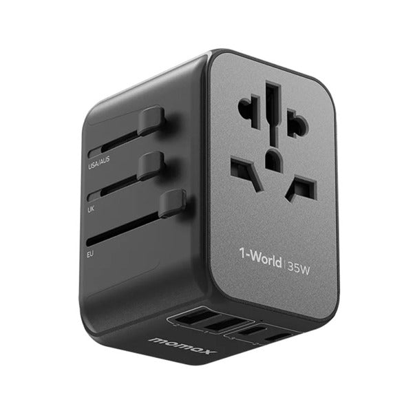 Momax 1-World PD 35W 5 Ports + AC Travel Adapter Black