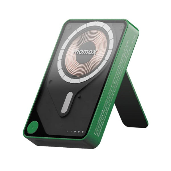 Momax 1-Power X Pro Magnetic Wireless Power Bank 5000mAh With Built-In USB-C Cable Green