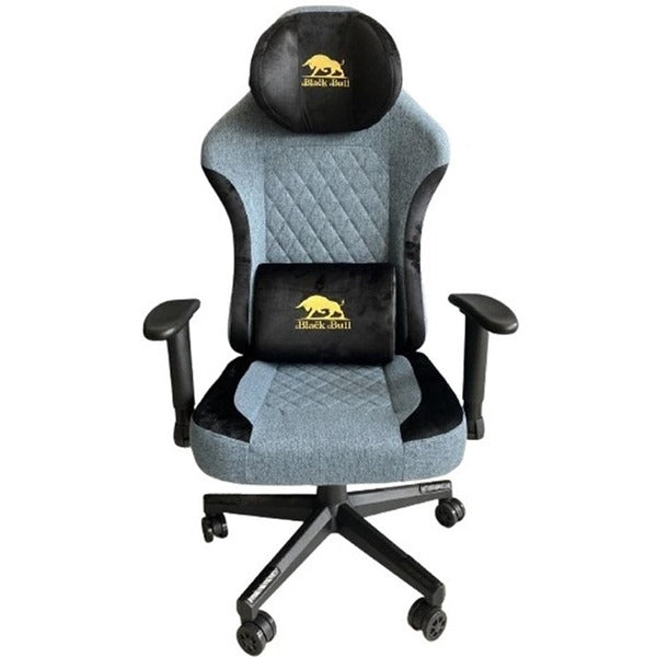 Black Bull Gaming Chair With Molded Headrest Up & Down - Fabric , Black/Blue