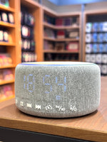 LZEL SonicGlow Horizon  Wake Multifunctional Speaker – Alarm Clock & Wireless Charging Dock | Bamboo/Gray