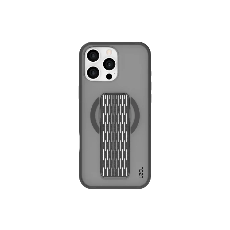 كڤر LZEL MatteMag Kickstand مع حزام – MagSafe مع حماية حواف معززة لهاتف iPhone 16 Pro Max | أسود فاتح