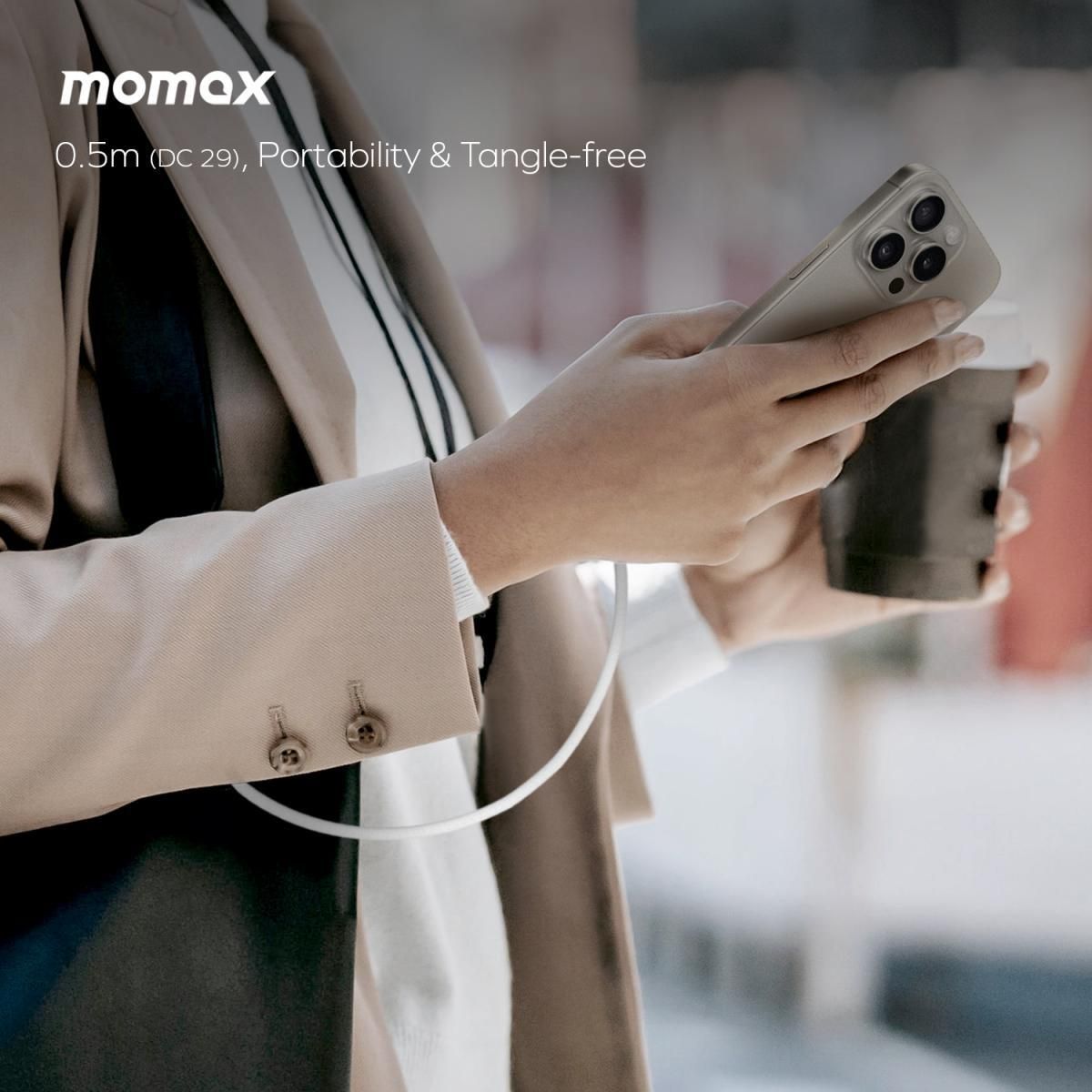 Momax Elite 60W USB-C Fast Charging Cable 0.5M White