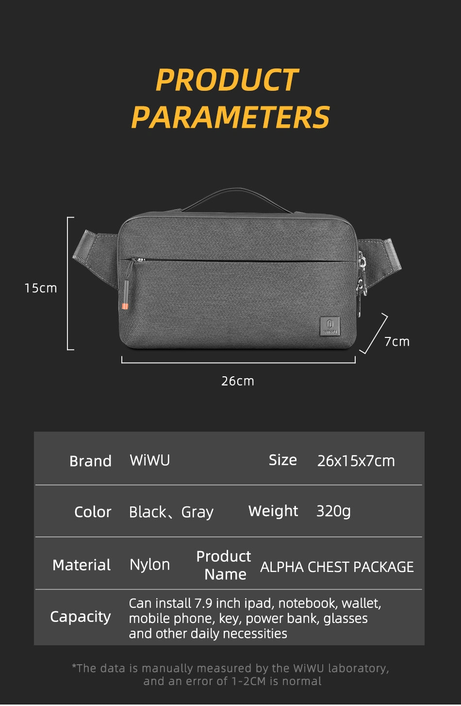 WIWU Alpha Crossbody Bag | Gray