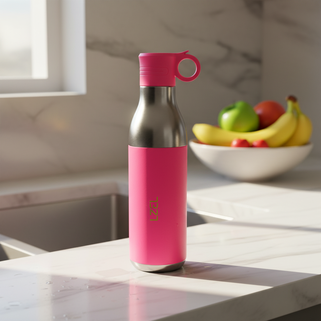 LZEL Natura Elva Vacuum Bottle Dual 400 mL + 400 mL | Hot Pink Aluminum