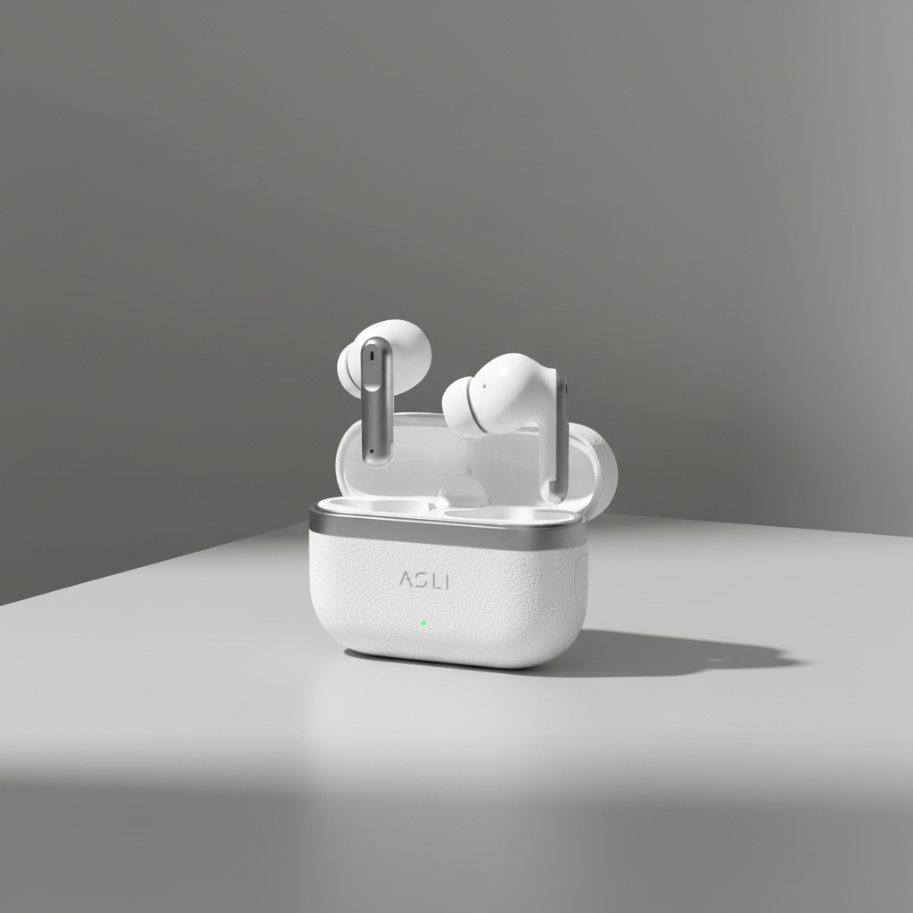 Asli Global EcoPods Air TWS Wireless ANC Bluetooth Earbuds with Active Noise Cancellation | White