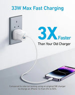 شاحن أنكر 323 بقدرة 33 واط مع كابل 310 USB-C إلى Lightning | أبيض