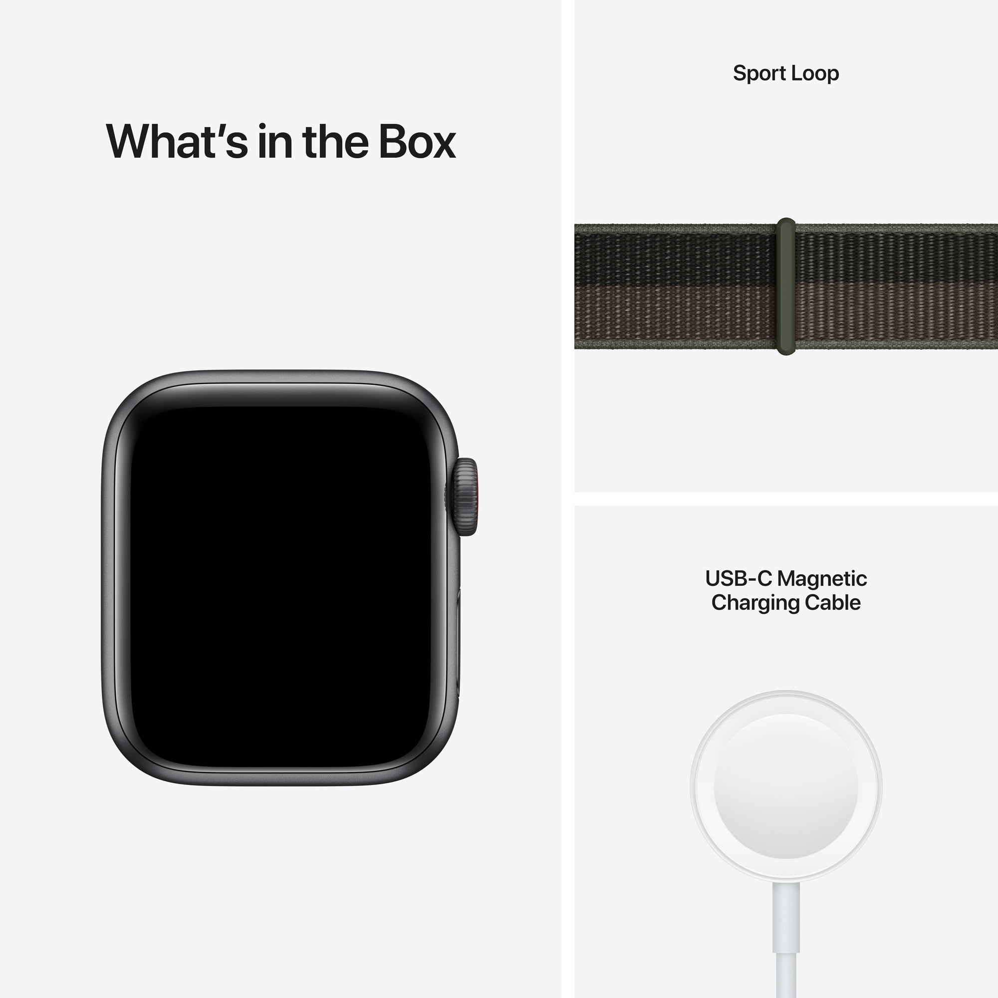 ساعة Apple Watch SE GPS + Cellular مقاس 44mm بإطار من الألومنيوم لون Space Grey وسوار Sport Loop | اللون Tornado/Grey.
