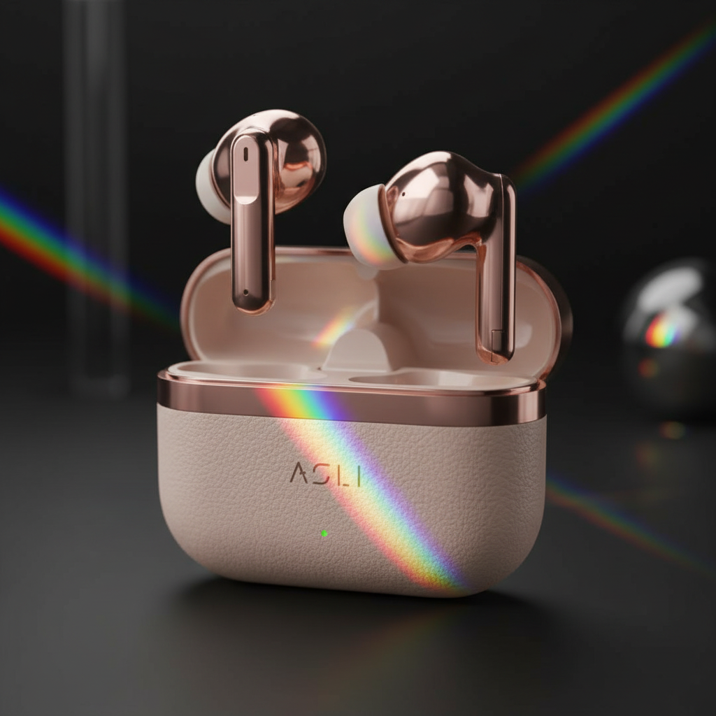 سماعة لاسلكية EcoPods Air  من أسلي جلوبال  TWS بخواص إلغاء الضوضاء النشطة ANC | ذهبي