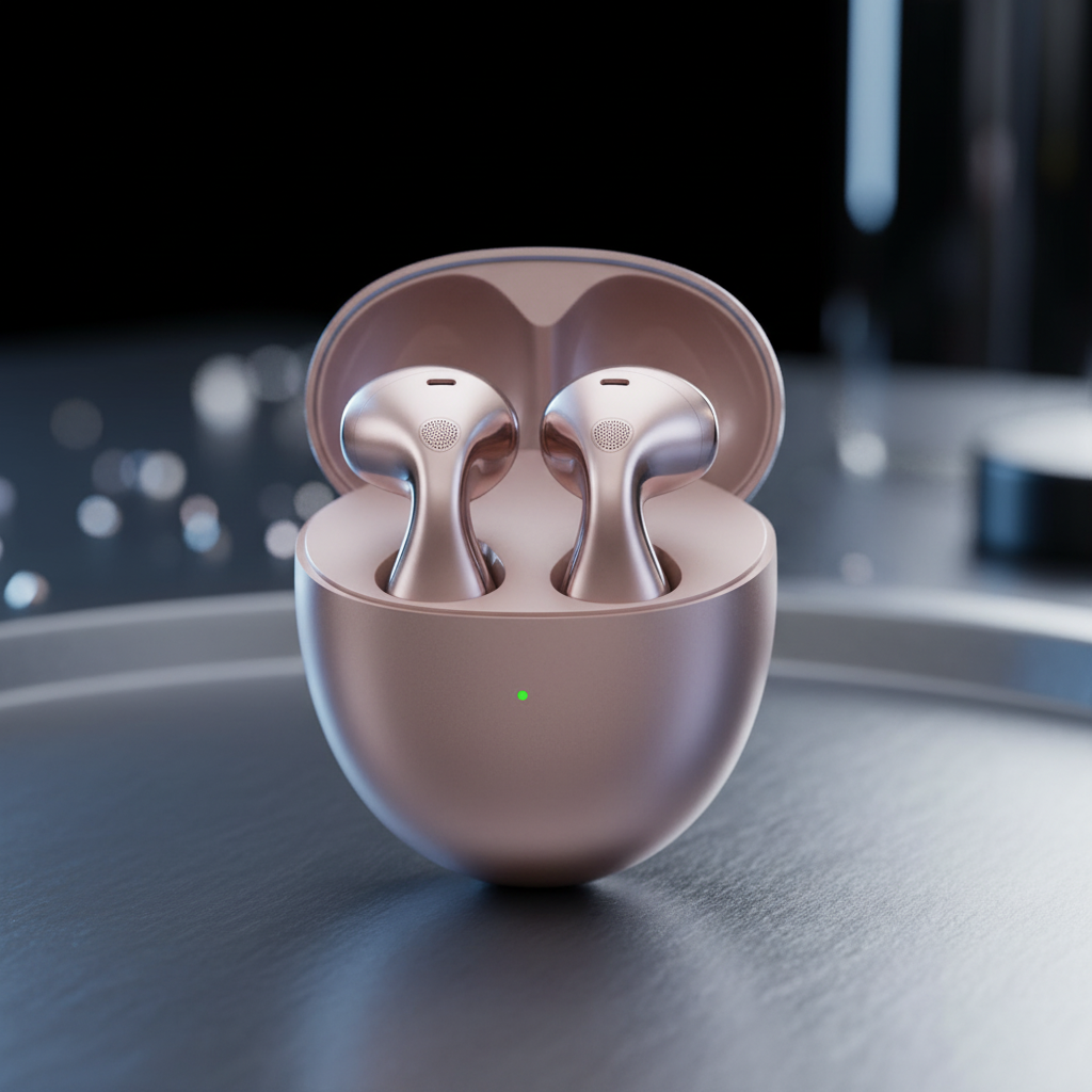 سماعة لاسلكية  FreeBuds 6 من Huawei مفتوحة التصميم بخواص إلغاء الضوضاء النشطة | وردي ذهبي