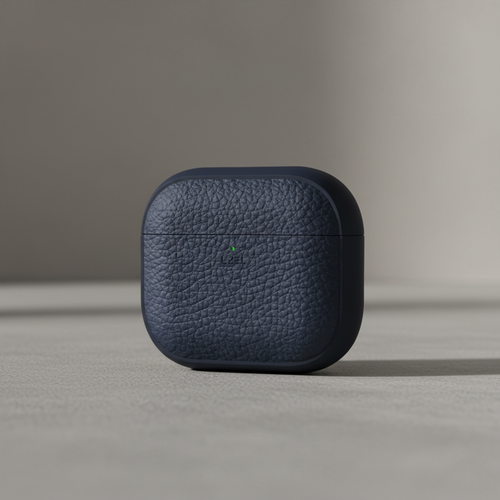 LZEL Airpods 4 Aurum Guard Premium TPU Leather Case | Blue