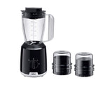 Braun PowerBlend 1 Jug Blender JB 1023 BK, 600 Watts, 1.2L Capacity with Chopper and Grinder Included