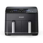 قلاية هوائية مزدوجة من Sharp – سعة 8 لتر | قوة 1800 واط | تصميم ستانلس ستيل | أسود