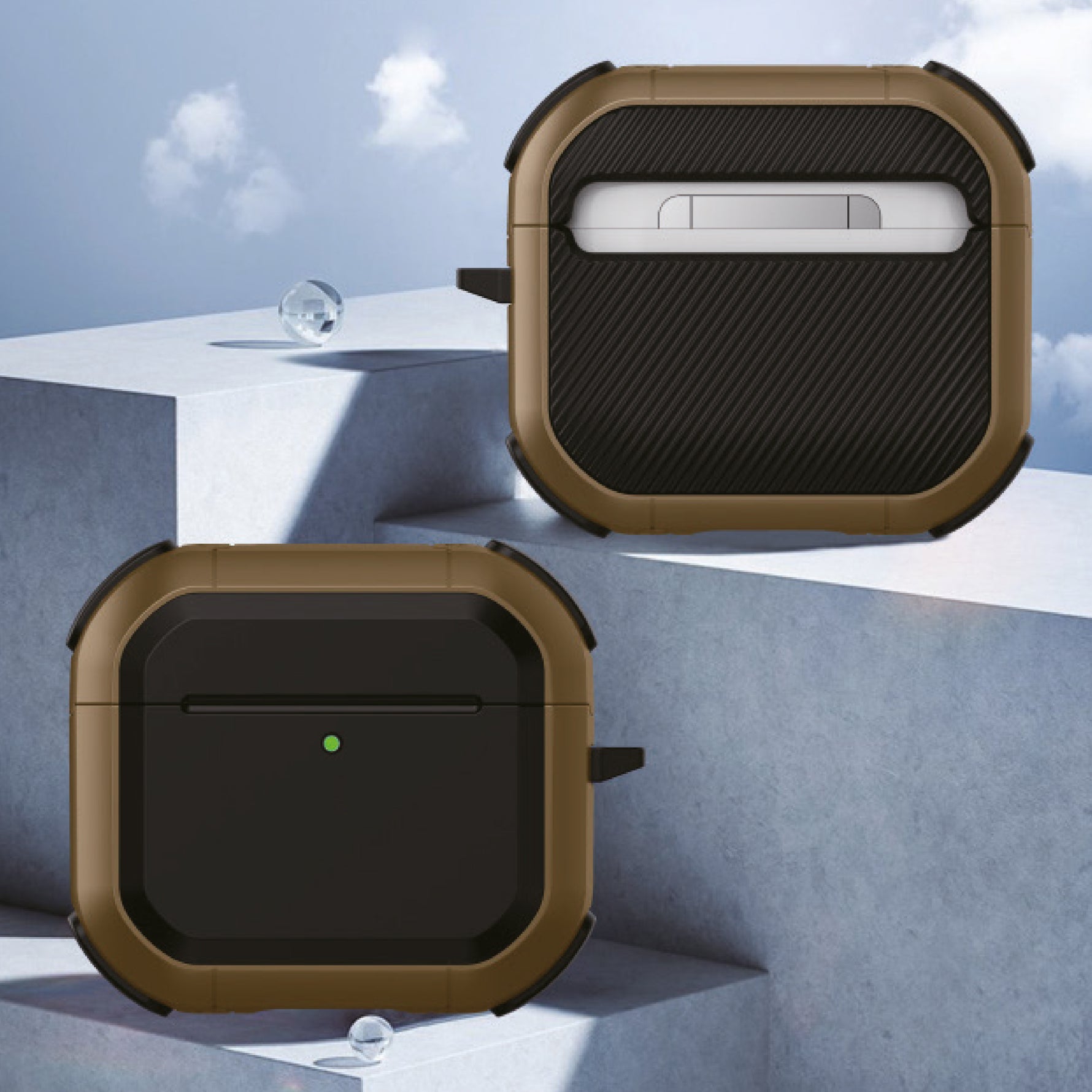 كڤر حماية Aurum Guard Max AirPods 4 من ليزل  |بني/أسود