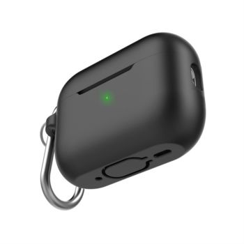 AhaStlye AirPodsPro 2 Case Silicone Protective Cover with Carabiner - Black (WE11-BK)