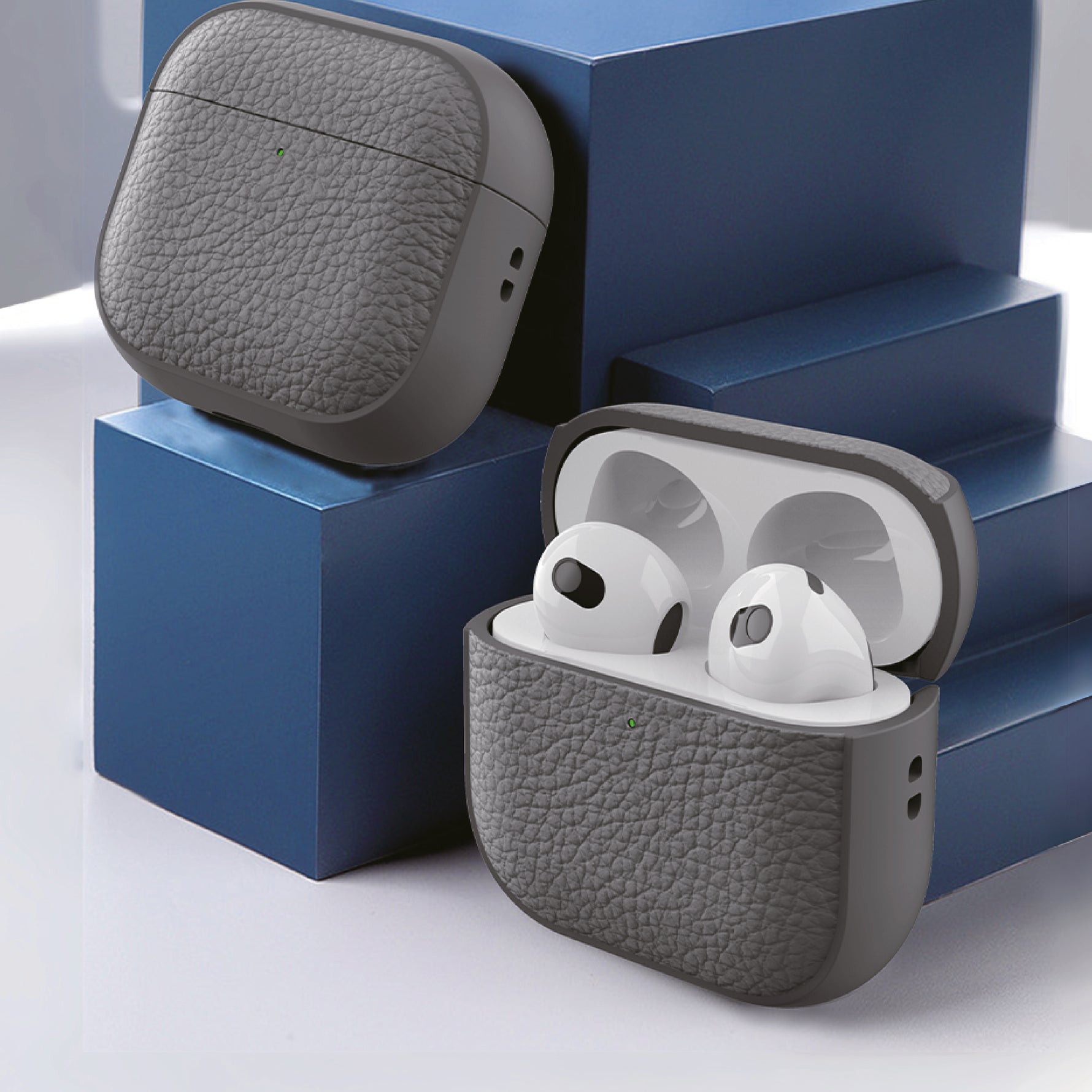 LZEL Airpods 4 Aurum Guard Premium TPU Leather Case | Gray