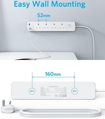 Anker 32 Power Strip 4 AC & 2 USB