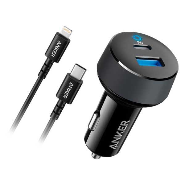 Anker PowerDrive Classic PD 2 With Type-C to Lightning Cable Car Charger | Black