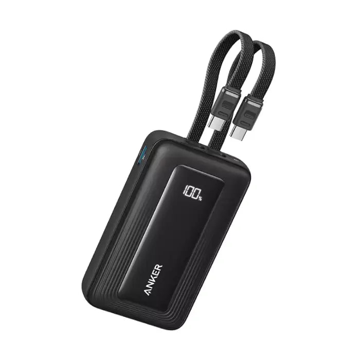 باور بانك Anker Zolo بسعة 10,000 مللي أمبير – شحن سريع 35 واط مع كابلي USB-C مدمجين