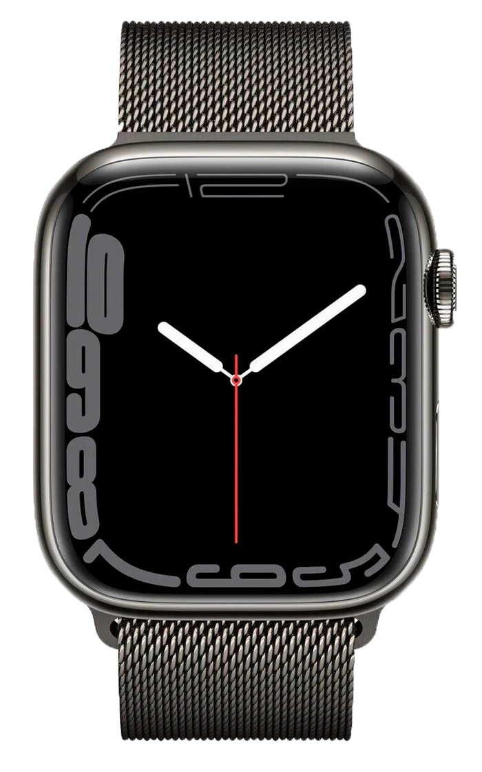 Apple Watch Series 7 GPS + Cellular, 45mm Graphite Stainless Steel Case with Graphite Milanese Loop