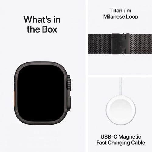 Apple Watch Ultra 2 (2024) - 49mm - GPS + Cellular - Black Titanium Case - Milanese Loop - M | Black