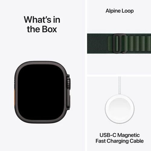 Apple Watch Ultra 2 (2024) - 49mm - GPS + Cellular - Black Titanium Case - Alpine Loop - M | Dark Green