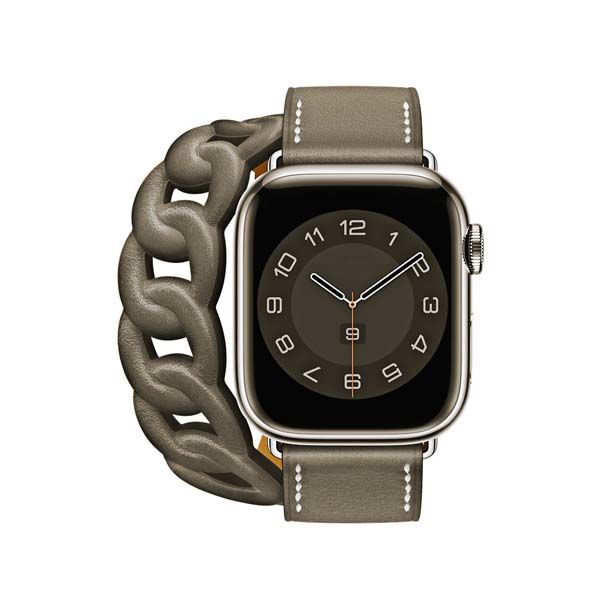 Watch 45MM Strap Double Tour Leather Strap For Extra Long - Grey